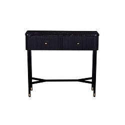 Foto van Giga meubel sidetable zwart met marmer - japandi style - 90x33x80cm