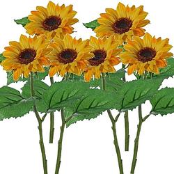 Foto van 6x gele zonnebloemen kunstbloem 35 cm - kunstbloemen
