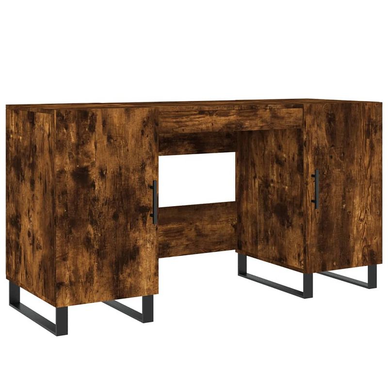 Foto van Vidaxl bureau 140x50x75 cm bewerkt hout gerookt eikenkleurig