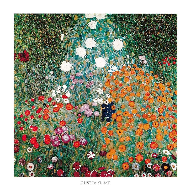 Foto van Gustav klimt - giardino fiorito kunstdruk 70x70cm