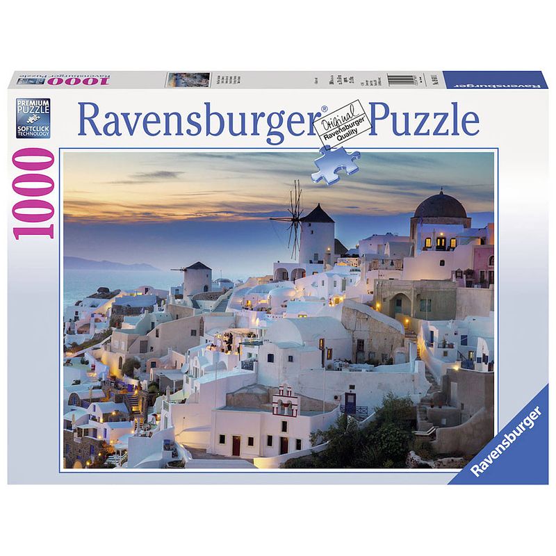 Foto van Ravensburger puzzel avond in santorini - 1000 stukjes