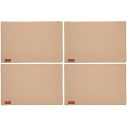 Foto van 4x stuks rechthoekige placemats met ronde hoeken polyester beige 30 x 45 cm - placemats