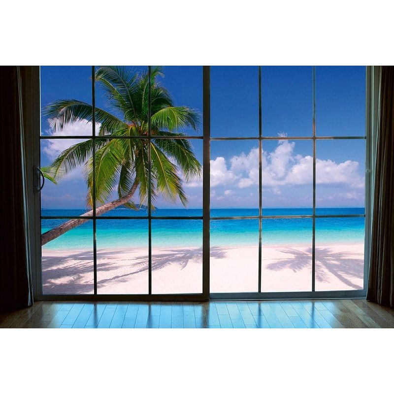 Foto van Dimex beach window view vlies fotobehang 375x250cm 5-banen