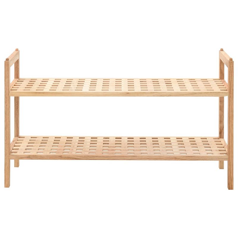 Foto van The living store schoenenrek walnoten hout - 69 x 26 x 40 cm - 2 schappen