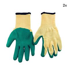 Foto van Hixa tuinhandschoenen - 2 stuks - extra grip - latex - groen - one size - werkhandschoenen