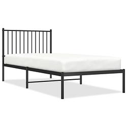 Foto van Vidaxl bedframe met hoofdbord metaal zwart 90x200 cm