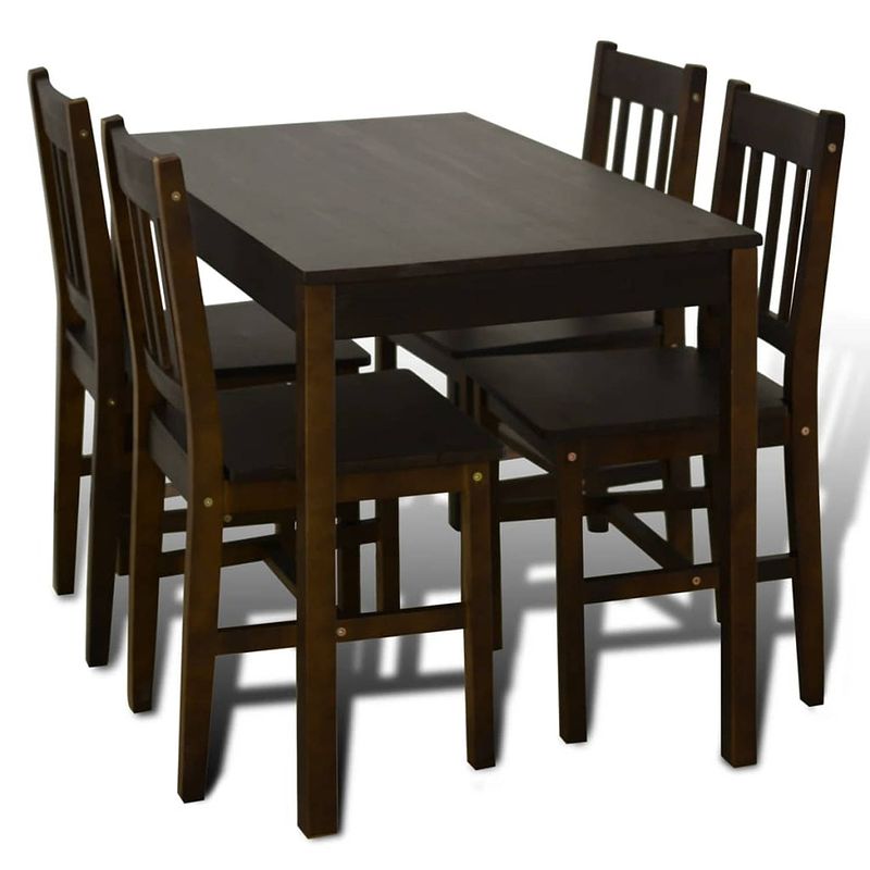 Foto van Houten eetkamertafel met vier stoelen (bruin)