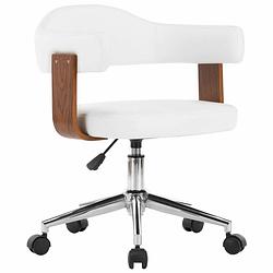 Foto van Vidaxl kantoorstoel draaibaar gebogen hout en kunstleer wit