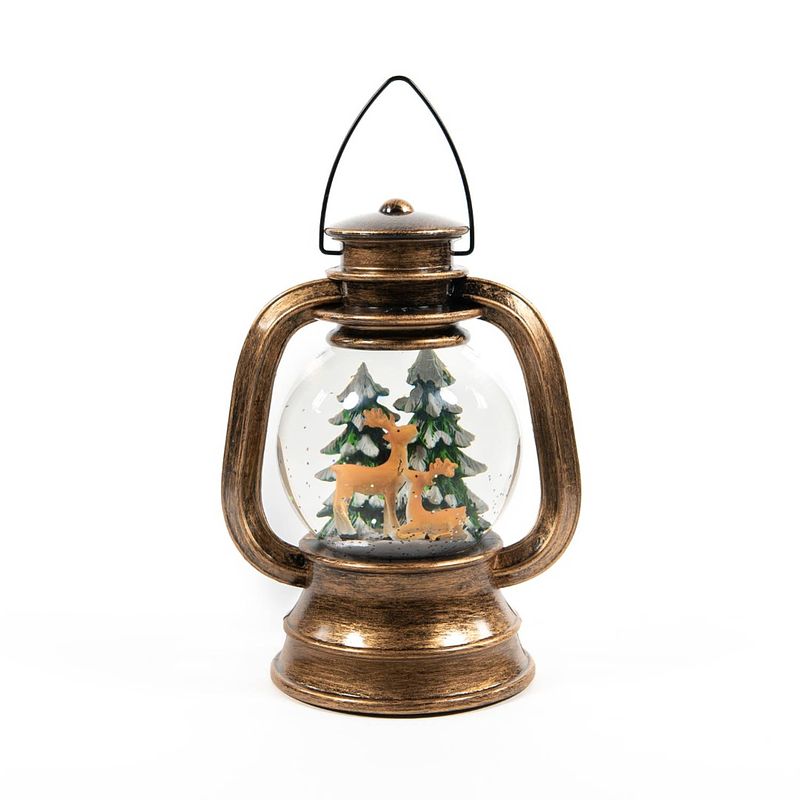 Foto van Anna'ss collection - lantern with deer in glitter lighted water led warm whi