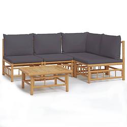 Foto van Vidaxl 5-delige loungeset met kussens bamboe donkergrijs