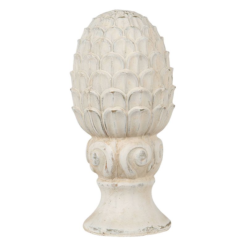 Foto van Clayre & eef decoratie beeld dennenappel ø 14*29 cm beige steen decoratief figuur decoratieve accessoires