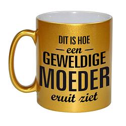 Foto van Gouden geweldige moeder cadeau koffiemok / theebeker 330 ml - feest mokken