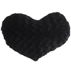 Foto van Pluche kussen hart zwart 28 x 36 cm - sierkussens