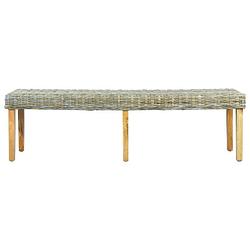 Foto van The living store rattan bank - halbank - 160 x 35 x 45 cm - kubu rattan en mangohout