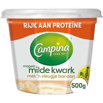 Foto van Campina magere kwark met een vleugje banaan 500g bij jumbo