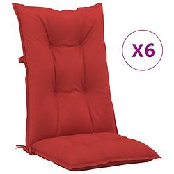 Foto van The living store stoelkussens - rood - 120 x 50 x 7 cm - polyester - set van 6