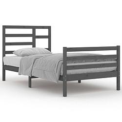 Foto van The living store bedframe massief hout grijs 100x200 cm - bed