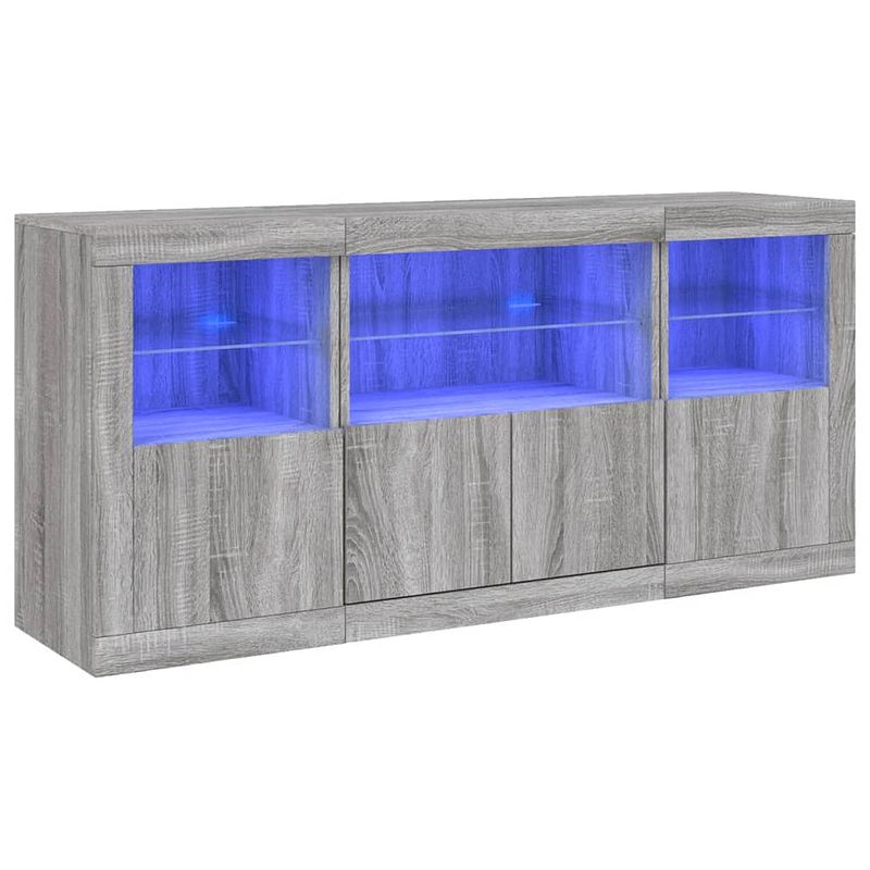 Foto van Vidaxl dressoir met led-verlichting 142,5x37x67 cm grijs sonoma