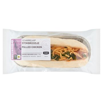 Foto van Diverse soorten | jumbo stokbroodje pulled chicken 168g aanbieding bij jumbo