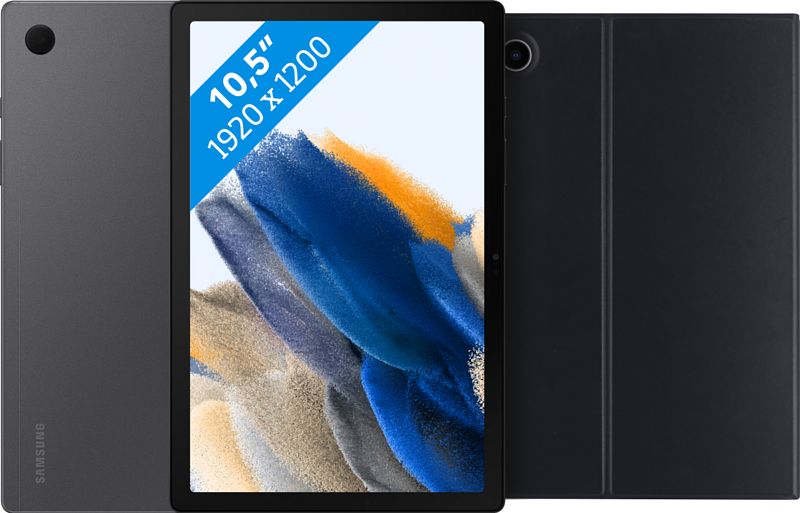 Foto van Samsung galaxy tab a8 128gb wifi & 4g grijs + bluebuilt book case zwart