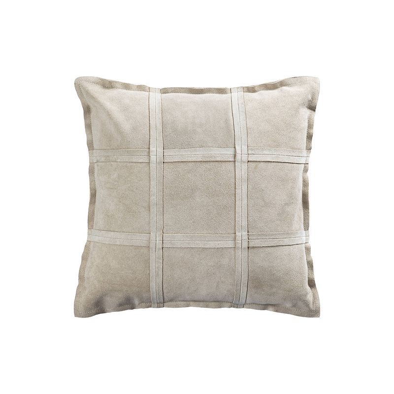 Foto van Ptmd cobie taupe suede leather cushion square s