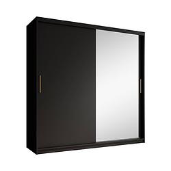 Foto van Meubella kledingkast mandalin - zwart - 200 cm - met spiegel