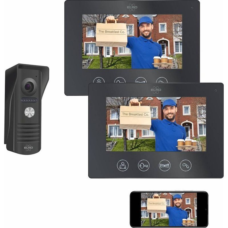 Foto van Elro dv50 ip wifi deur intercom - met 2x 7 inch kleurenscherm - bekijken en communiceren via app