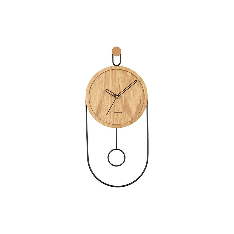 Foto van Karlsson - wandklok swing pendulum - licht hout- ø20cm