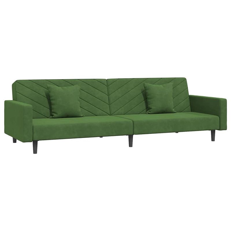 Foto van The living store bedbank lounge donkergroen fluweel - 220x84.5x69 cm - inclusief kussens - makkelijk om te bouwen