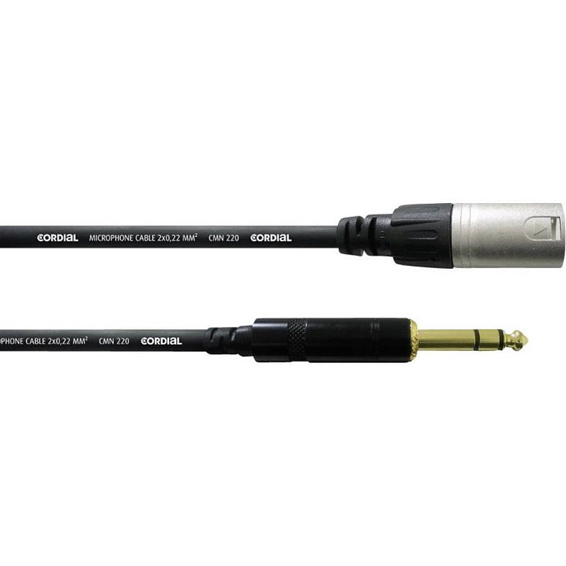 Foto van Cordial cfm 0,6 mv xlr adapterkabel [1x xlr-stekker - 1x jackplug male 6,3 mm] 0.60 m zwart