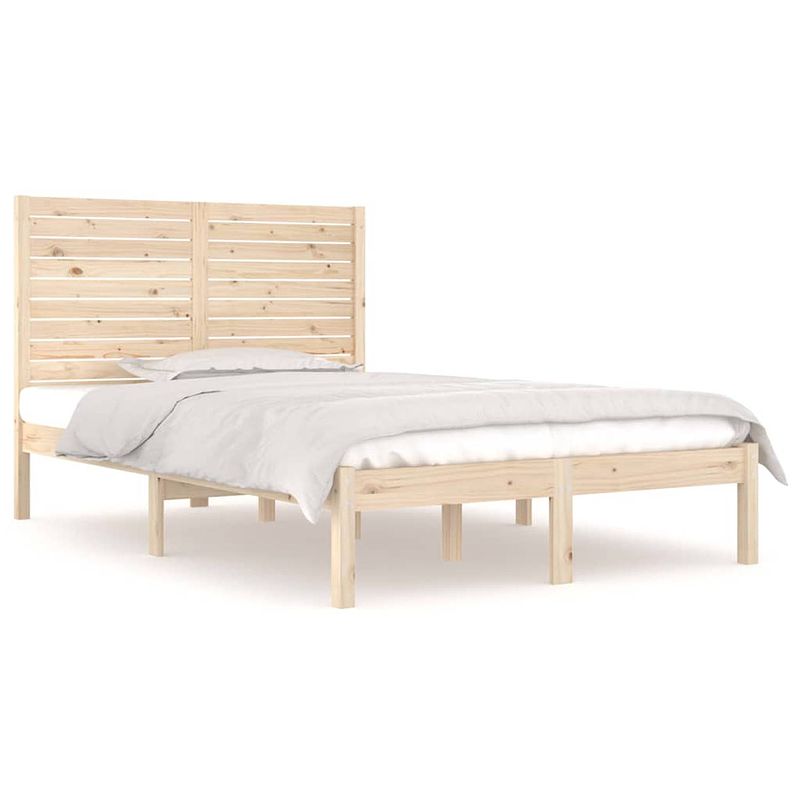 Foto van The living store bedframe - tijdloos ontwerp - houten bedframe - 195.5 x 126 x 100 cm - massief grenenhout