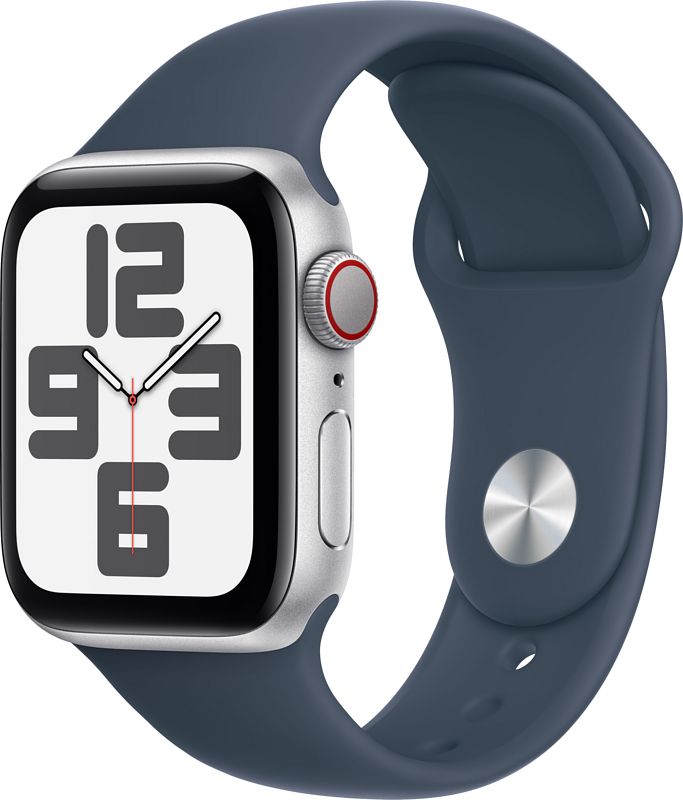 Foto van Apple watch se (2022) 4g 40mm zilver aluminium sportband s/m