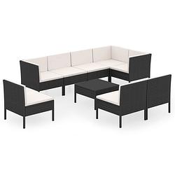 Foto van Vidaxl 9-delige loungeset met kussens poly rattan zwart