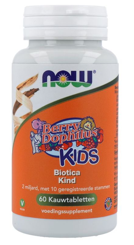 Foto van Now berrydophilus kids probiotica kauwtabletten