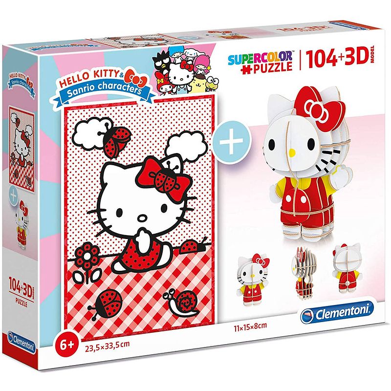 Foto van Clementoni legpuzzel met 3d-model hello kitty junior 104 stukjes