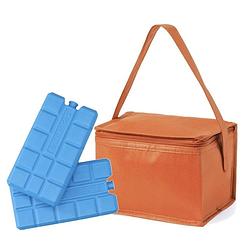 Foto van Strand sixpack mini koeltasje oranje inclusief 2 koelelementen - koeltas