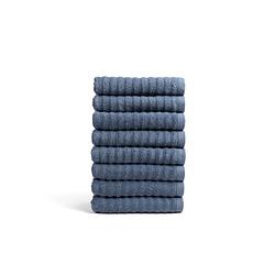 Foto van Seashell wave handdoek set - 8 stuks - jeans blauw - 50x100cm - premium