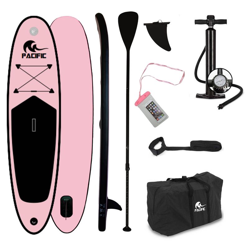 Foto van Pacific special edition sup board met gratis waterproof telefoonhoesje - extra stevig - 285 cm - tot 100 kg - roze