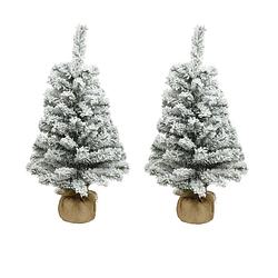 Foto van 2x stuks kunstboom/kunst kerstboom met sneeuw 60 cm kerstversiering - kunstkerstboom
