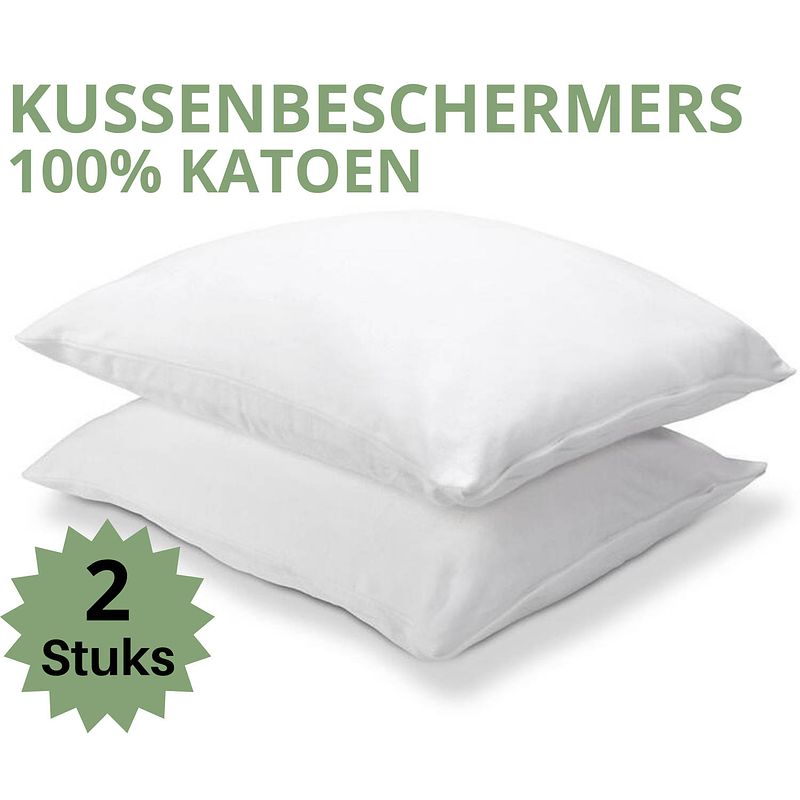 Foto van Droomtextiel molton kussenbeschermer 50x60 cm - 2 stuks - 100% katoen - anti allergie