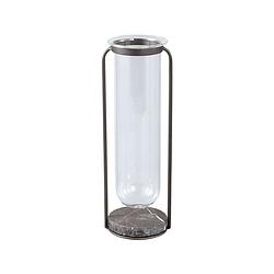 Foto van Ptmd kirsa black round glass vase metal marble holder l