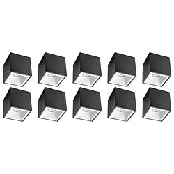 Foto van Opbouwspot 10 pack - pragmi cliron pro - gu10 fitting - opbouw vierkant - mat zwart/wit - aluminium - verdiept - ø90mm