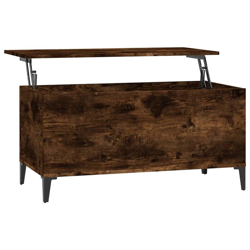 Foto van The living store salontafel lift-top gerookt eiken 90x44.5x45 cm - duurzaam bewerkt hout