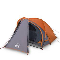 Foto van Vidaxl tent 2-persoons 320x140x120 cm 185t taft grijs en oranje