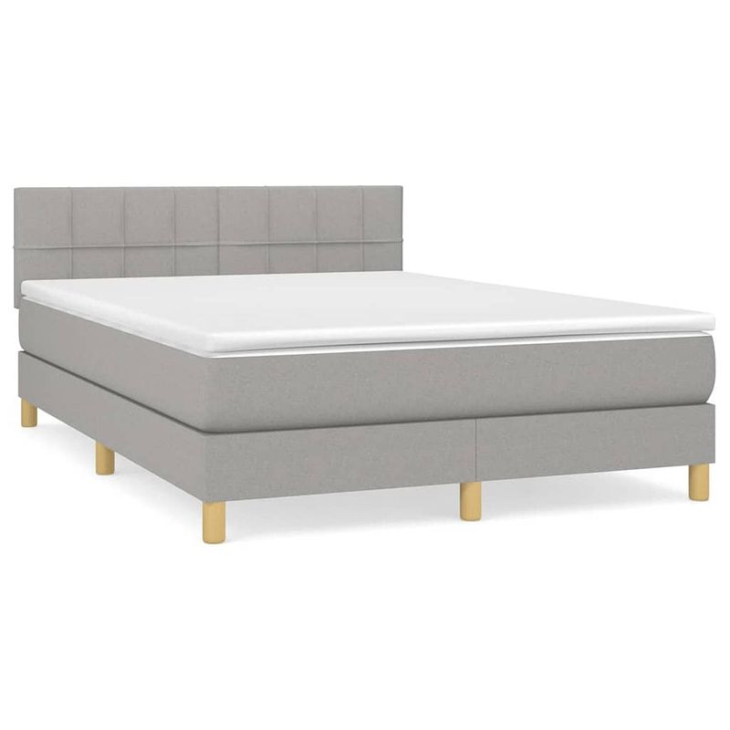 Foto van Vidaxl boxspring met matras stof lichtgrijs 140x190 cm