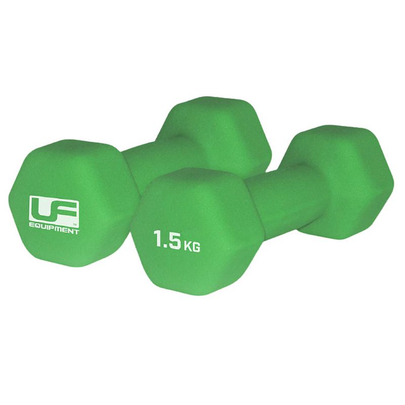 Foto van Reydon dumbbells urban fitness hex neopreen groen 2 stuks