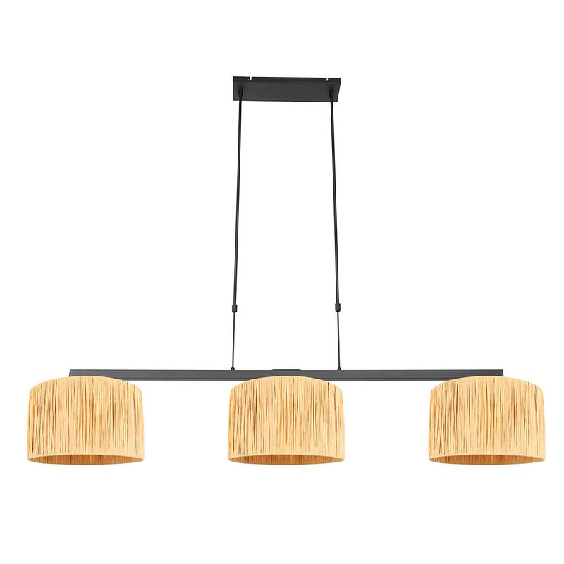 Foto van Steinhauer stang hanglamp - in hoogte verstelbaar - e27 (grote fitting) - naturel en zwart