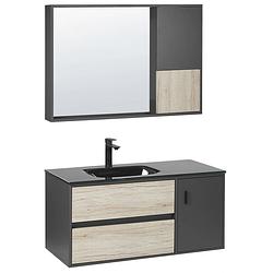Foto van Beliani teruel - badkamerkast met spiegel-lichte houtkleur-mdf
