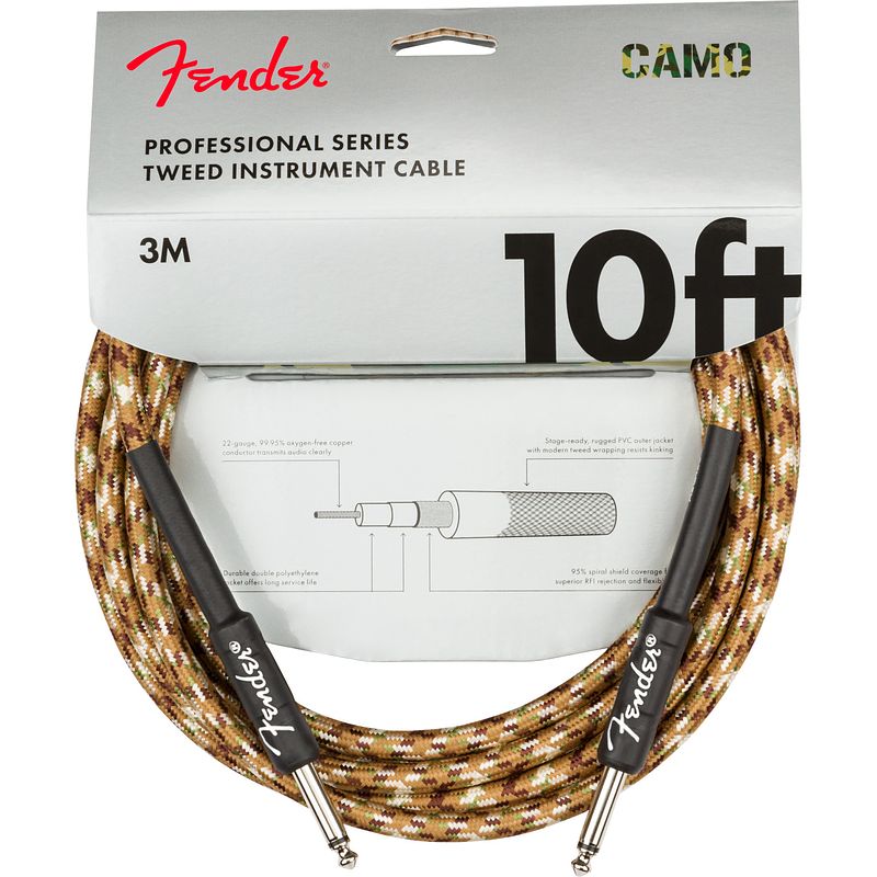 Foto van Fender professional series tweed desert camo instrumentkabel 3 meter