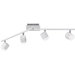 Foto van Led plafondspot - trion ribon - 16w - warm wit 3000k - 4-lichts - rechthoek - mat wit - aluminium